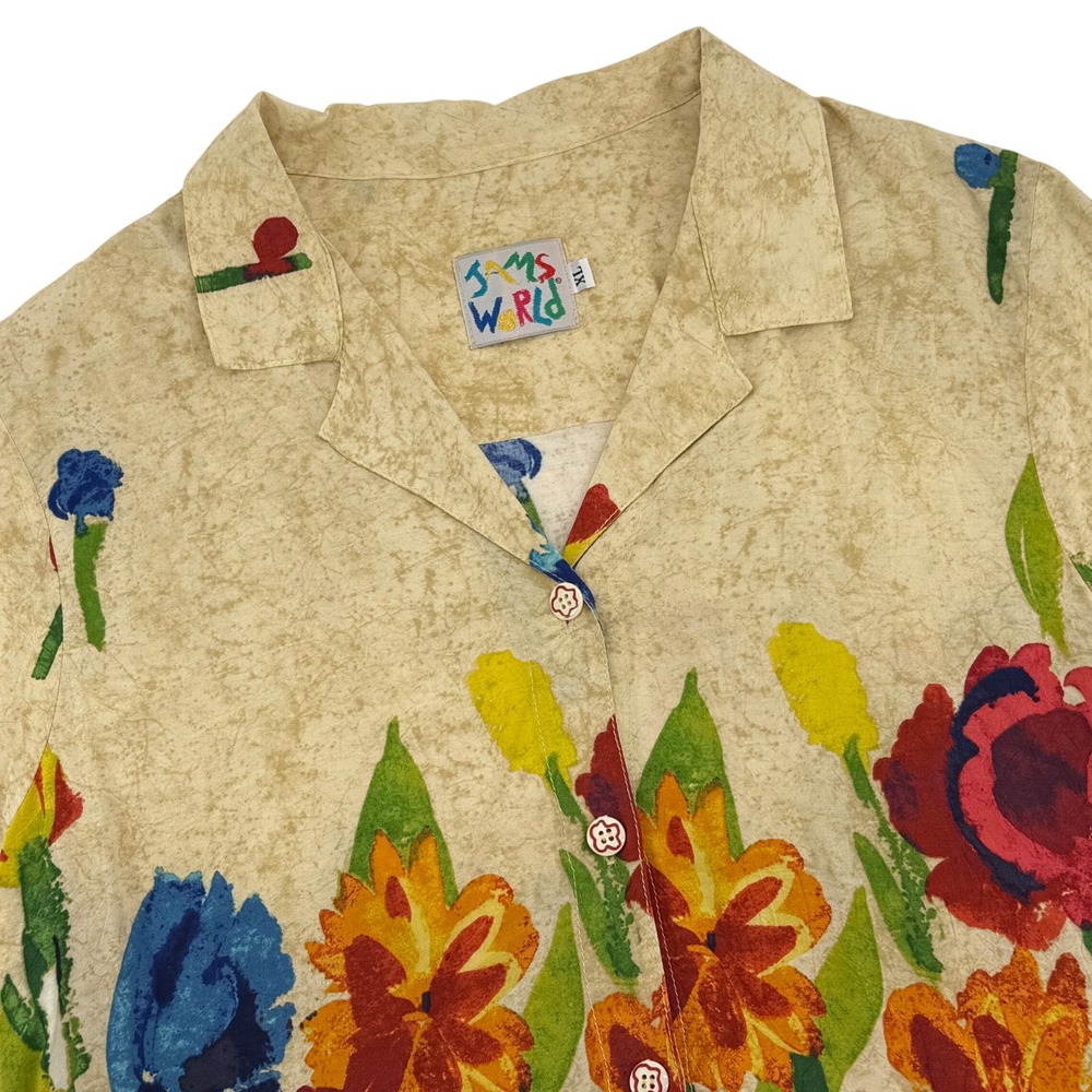 Jams‎ World Vintage Floral Button Up Shirt Womens XL Tropicana Made in Hawaii